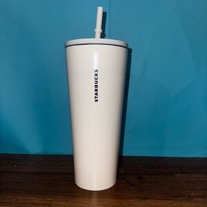 Starbucks Classic White Metal Tumbler with Straw